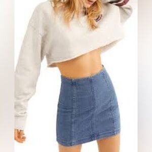 Free People Modern Femme Blue Denim Skirt